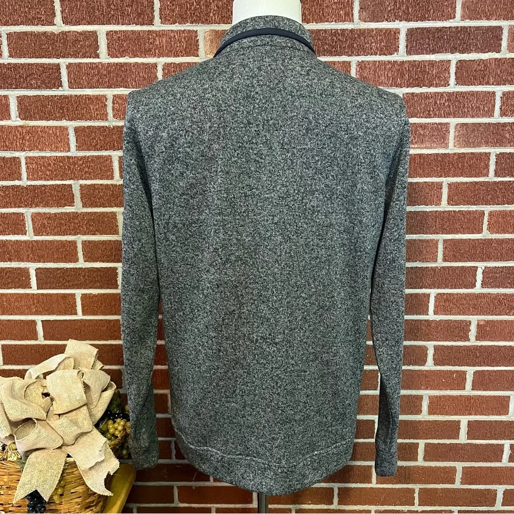 -Eddie Bauer Radiator Fleece Grey Pullover Sweater W/ Grey Trim Warm Mens Medium